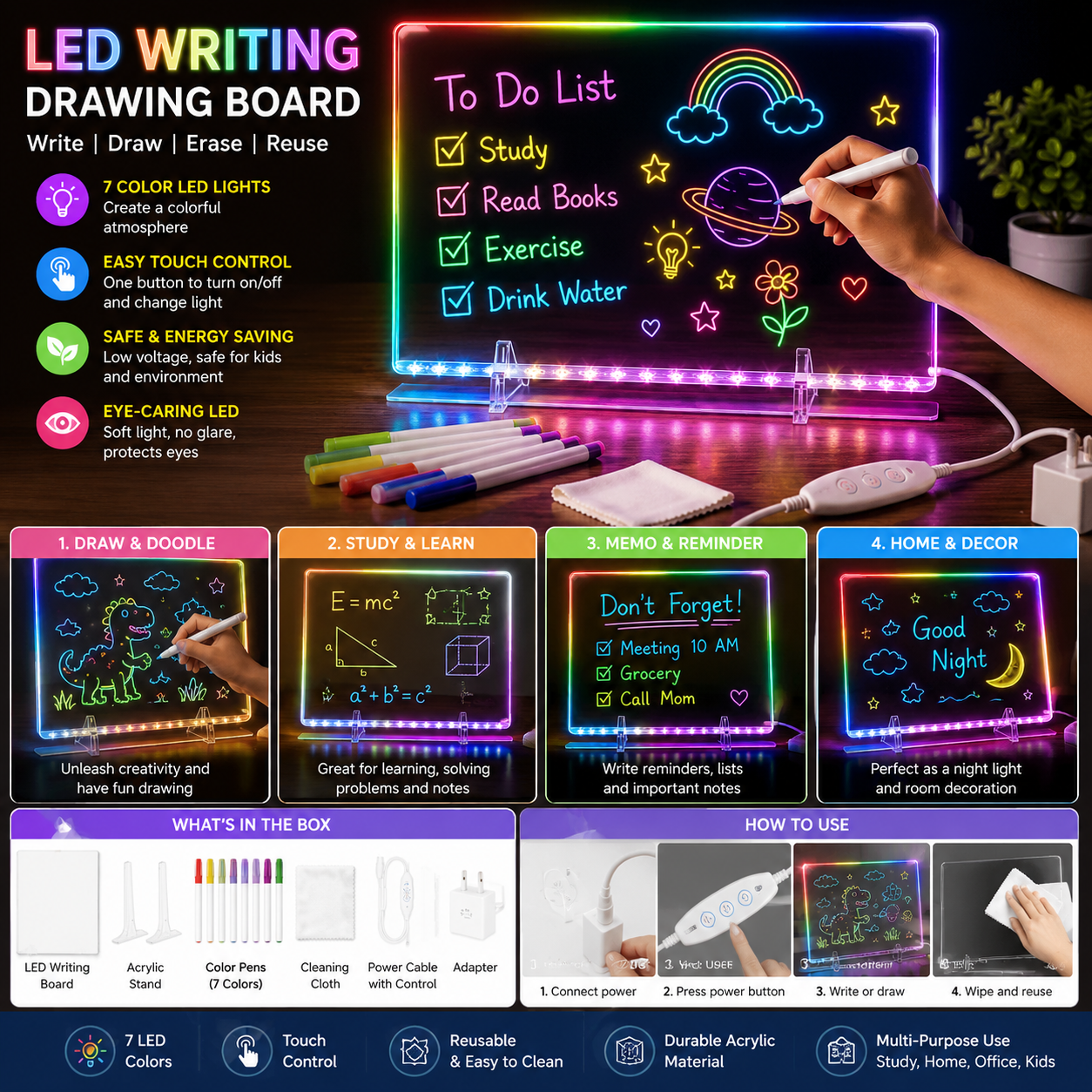 Colorful LED Writing Board