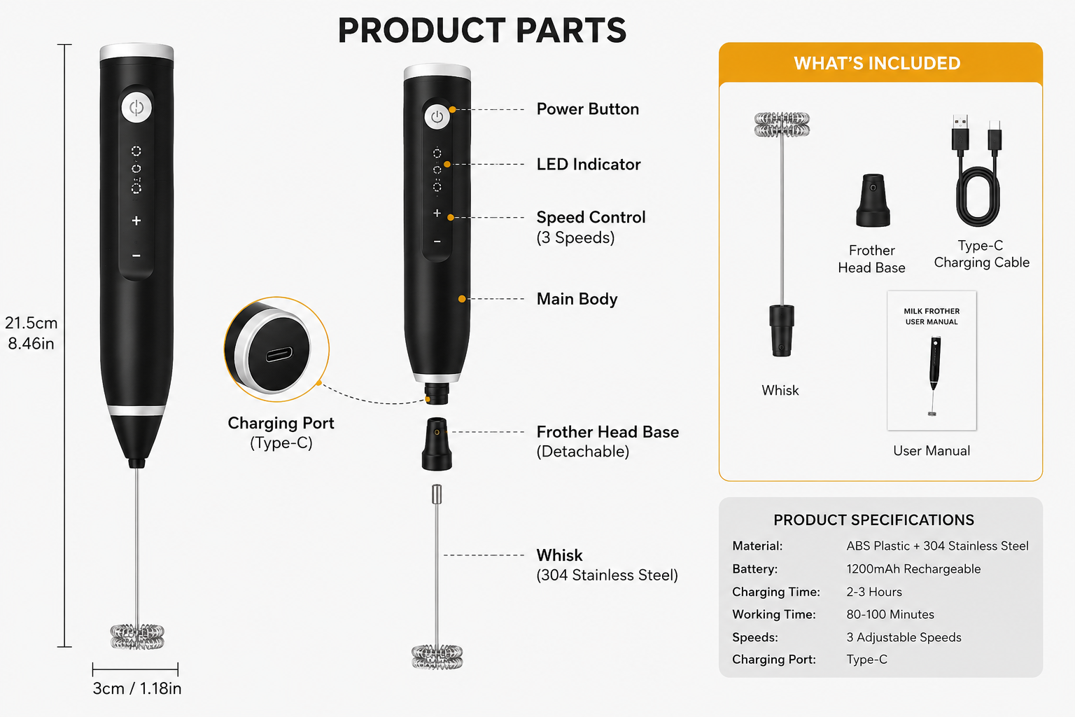 Rechargeable Milk Frother